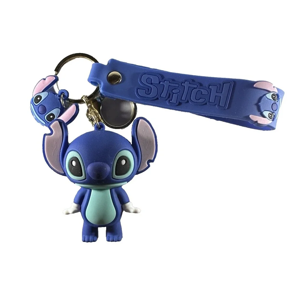 DIsney Lilo & Stitch 3D PVC cartoon keychain with wrist strap/backpack